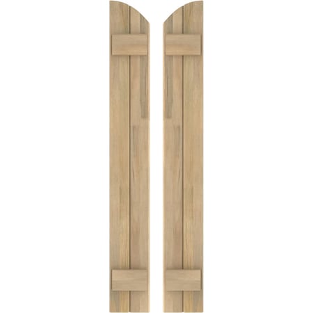 Americraft 2-Board (2 Batten) Wood Joined Board-n-Batten Shutters W/ Ellipt Top, ARW101BE207X67UNH
